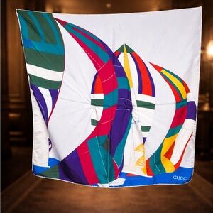 Vintage Gucci Colorful Sailboat Scarf